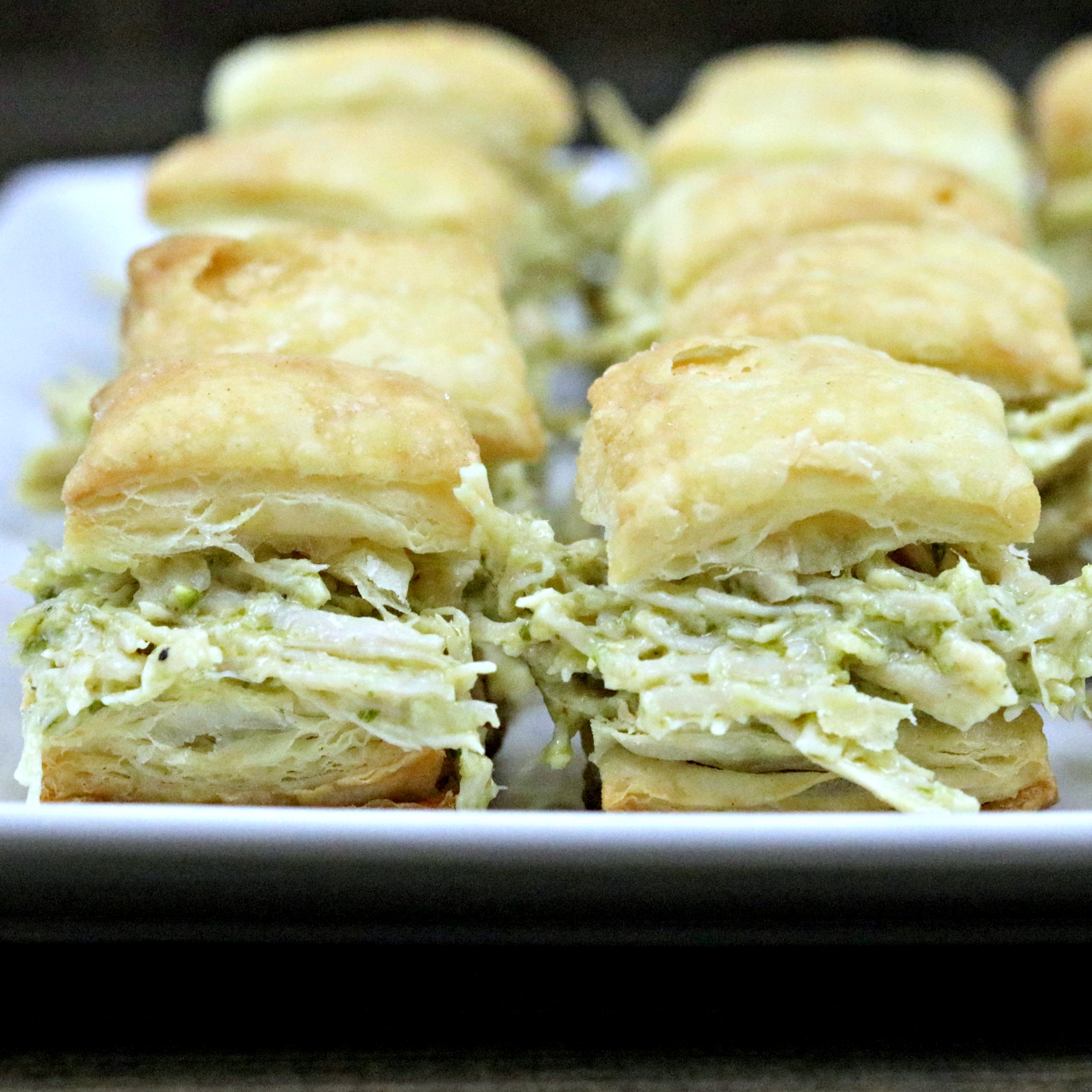 Pesto Chicken Puff Pastry Bites Sweet Beginnings Blog
